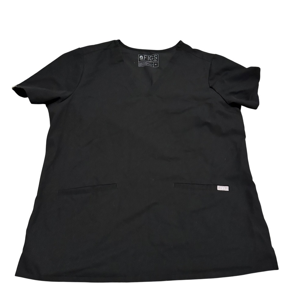 FIGS Black Technical Collection V-Neck Scrub Top‎ FW1100 Women XXL Short Sleeve